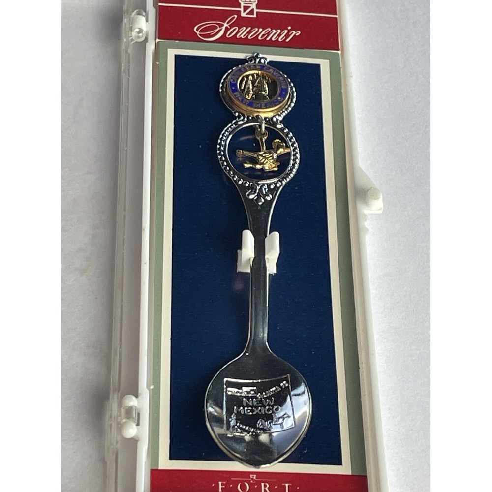 STATE OF NEW MEXICO SILVER TONE SPOON WITH CASE COLLECTABLE SOUVENIR - Picture 4 of 9